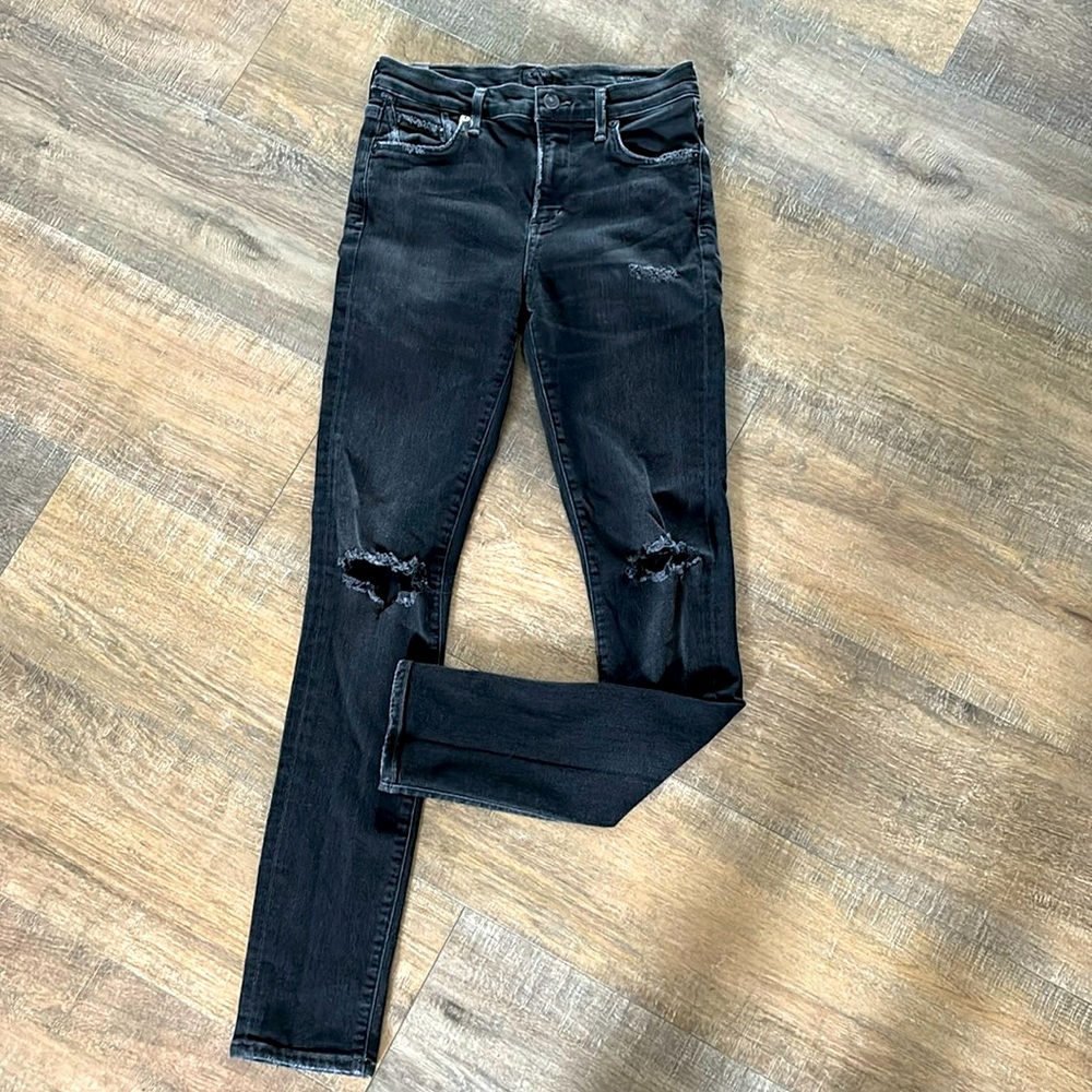 Citizens of Humanity, Rocket high rise skinny black distressed jeans, size 25x30
